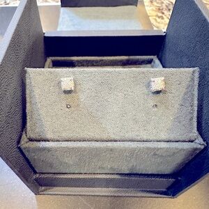 David Yurman 18K White Gold Petite Chatelaine Diamond Stud Earrings